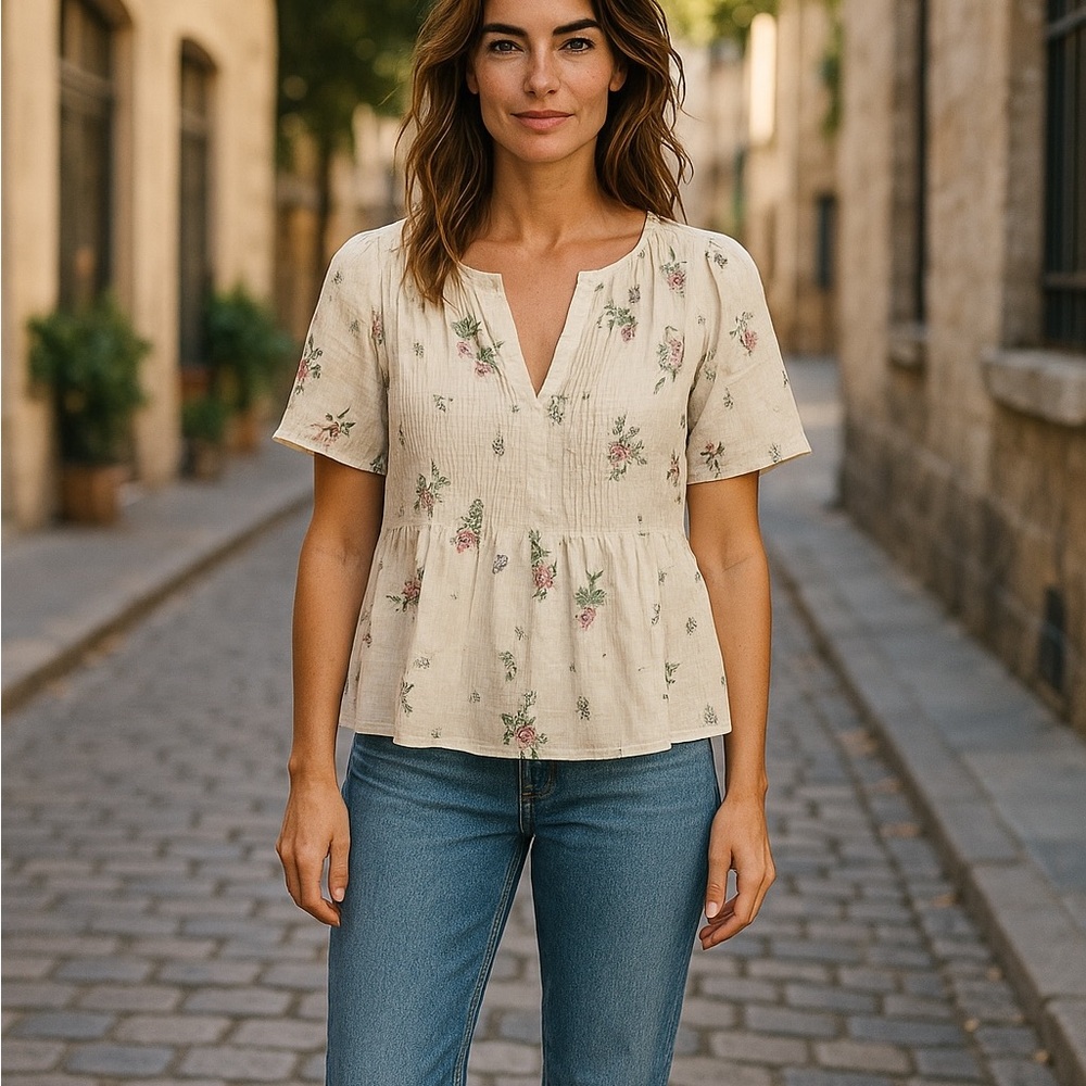 MAEVE Anthropologie‎ Sheer Blouse Size 8 100% Cotton